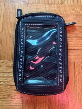 Harley-Davidson Magnetic Black Zip Phone Pouch with Clear Touch Window